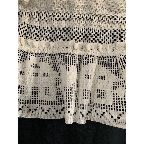 Crochet Lace Window Valance Curtain 1 Pair 12x46" Wide Cream House Heart Design - Picture 2 of 5